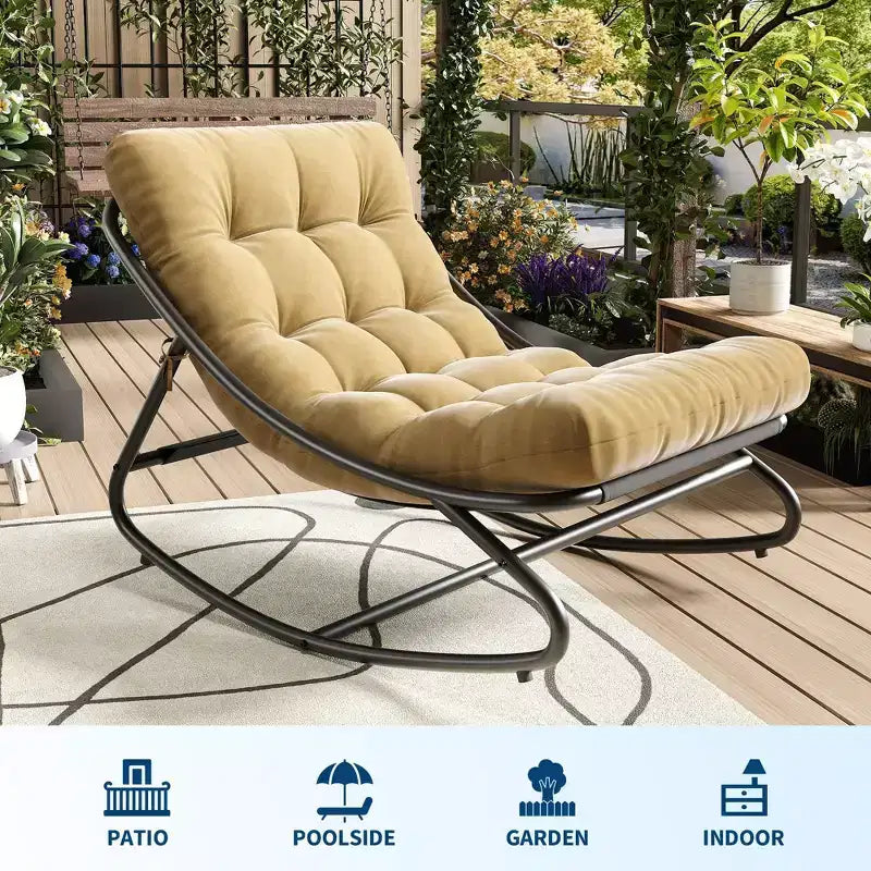 Poltrona a dondolo Papasan oversize beige / grigia / tortora, seduta singola, per interni ed esterni