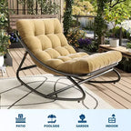 Poltrona a dondolo Papasan oversize beige / grigia / tortora, seduta singola, per interni ed esterni