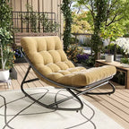 Poltrona a dondolo Papasan oversize beige / grigia / tortora, seduta singola, per interni ed esterni