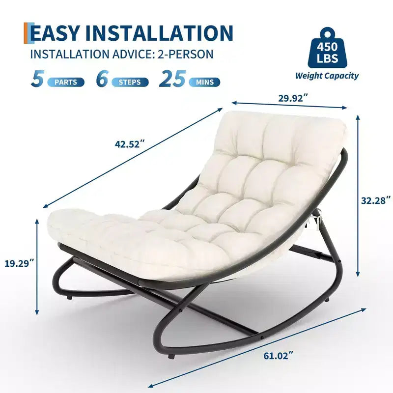 Poltrona a dondolo Papasan oversize beige / grigia / tortora, seduta singola, per interni ed esterni