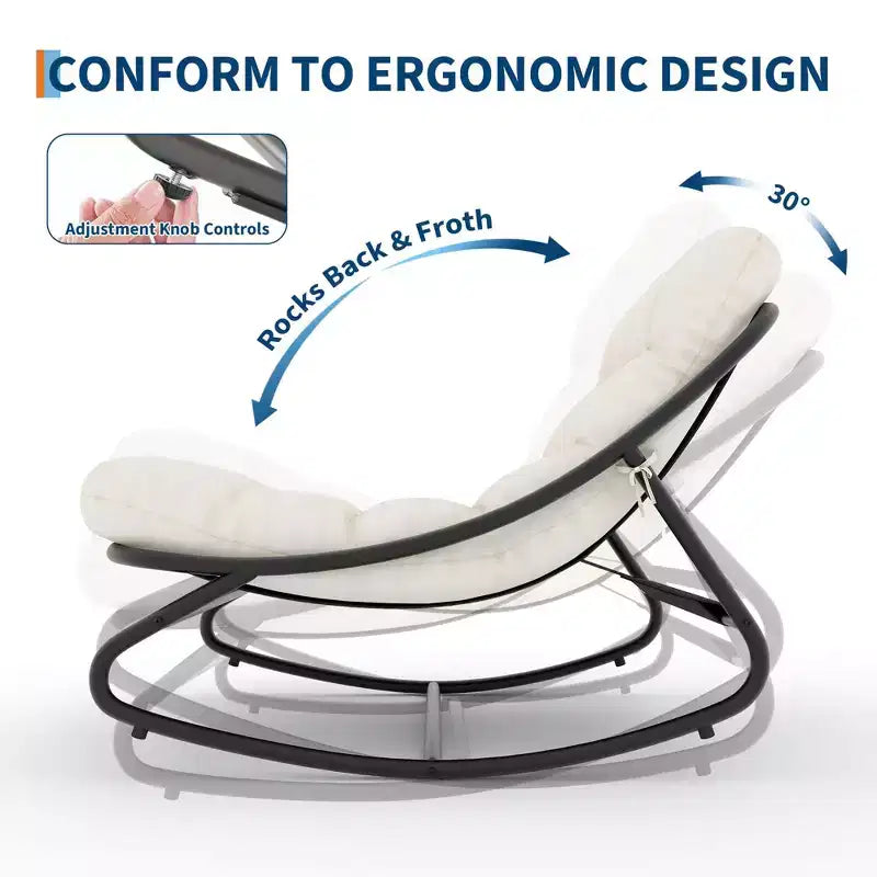 Poltrona a dondolo Papasan oversize beige / grigia / tortora, seduta singola, per interni ed esterni