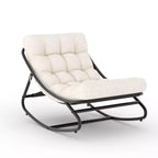 Oversized Papasan Rocking Chair, Recliner with Comfy Thick Cushion, 450 lbs Capacity, Comfortable Weather-Resistant Indoor Outdoor Patio Lounge