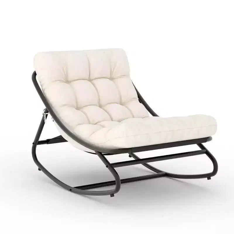 Oversized Papasan Rocking Chair, Recliner with Comfy Thick Cushion, 450 lbs Capacity, Comfortable Weather-Resistant Indoor Outdoor Patio Lounge