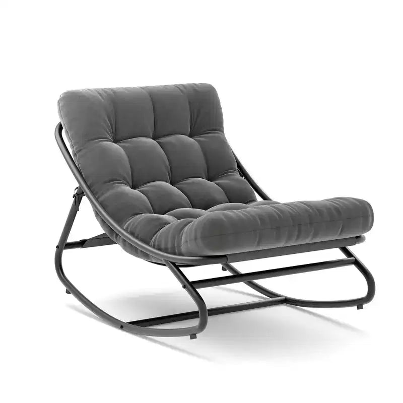 Poltrona a dondolo Papasan oversize beige / grigia / tortora, seduta singola, per interni ed esterni