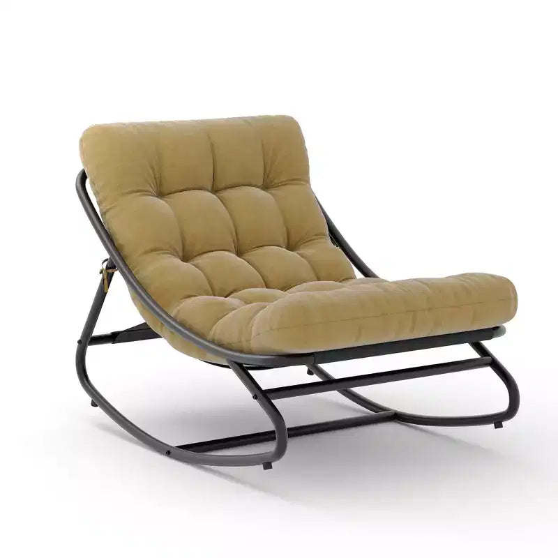 Poltrona a dondolo Papasan oversize beige / grigia / tortora, seduta singola, per interni ed esterni