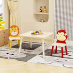Set Tavolo e 2 Sedie per Bambini in Legno Bianco, 3 pezzi, età 3+