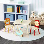 Set Tavolo e 2 Sedie per Bambini in Legno Bianco, 3 pezzi, età 3+
