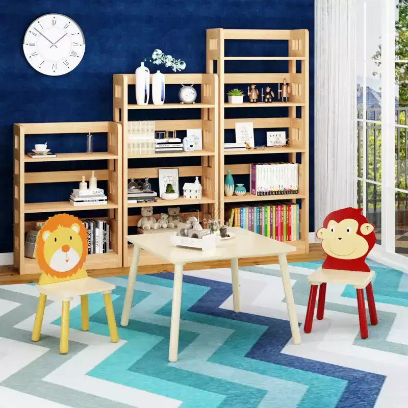 Set Tavolo e 2 Sedie per Bambini in Legno Bianco, 3 pezzi, età 3+