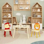 Set Tavolo e 2 Sedie per Bambini in Legno Bianco, 3 pezzi, età 3+