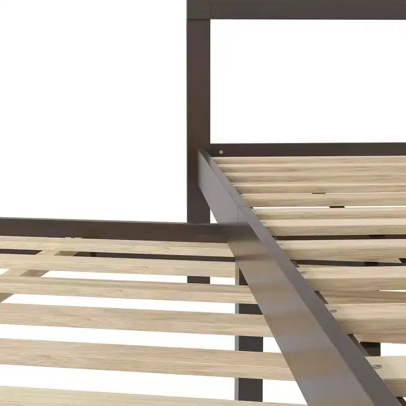 Letto a piattaforma in legno massiccio nero con testiera imbottita, Per 1-2 persone