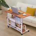 Scrivania regolabile con rotelle, singola, colore bianco/noce, 60×40 cm e 80×40 cm