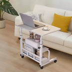 Scrivania regolabile con rotelle, singola, colore bianco/noce, 60×40 cm e 80×40 cm