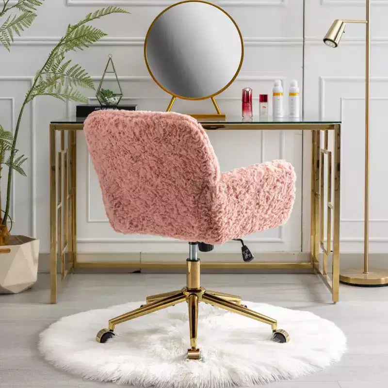 Sedia da Ufficio Girevole Reclinabile in Velluto, Altezza Regolabile, Beige/Nero/Grigio/Arancione/Rosa/Viola, 1 Posto