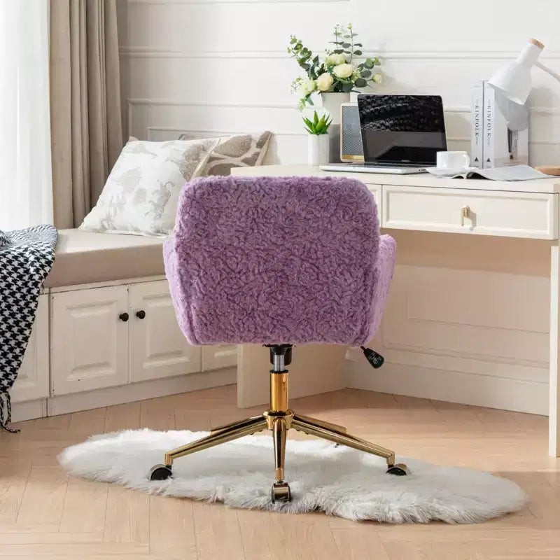 Sedia da Ufficio Girevole Reclinabile in Velluto, Altezza Regolabile, Beige/Nero/Grigio/Arancione/Rosa/Viola, 1 Posto
