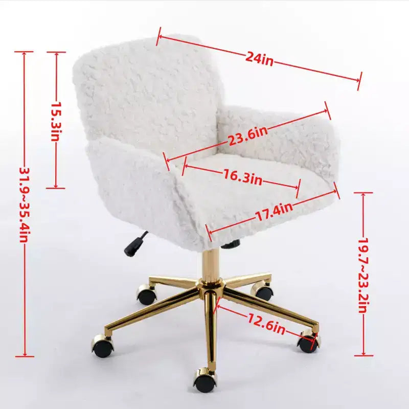Sedia da Ufficio Girevole Reclinabile in Velluto, Altezza Regolabile, Beige/Nero/Grigio/Arancione/Rosa/Viola, 1 Posto