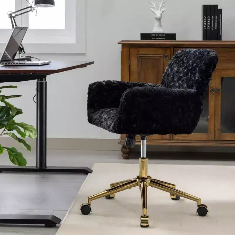 Sedia da Ufficio Girevole Reclinabile in Velluto, Altezza Regolabile, Beige/Nero/Grigio/Arancione/Rosa/Viola, 1 Posto