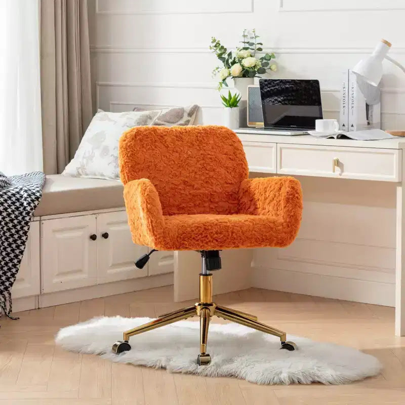 Sedia da Ufficio Girevole Reclinabile in Velluto, Altezza Regolabile, Beige/Nero/Grigio/Arancione/Rosa/Viola, 1 Posto