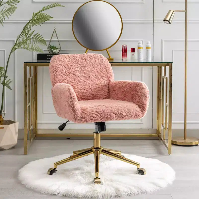 Sedia da Ufficio Girevole Reclinabile in Velluto, Altezza Regolabile, Beige/Nero/Grigio/Arancione/Rosa/Viola, 1 Posto
