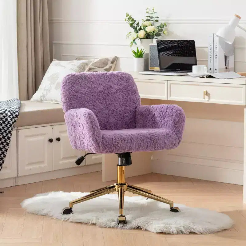 Sedia da Ufficio Girevole Reclinabile in Velluto, Altezza Regolabile, Beige/Nero/Grigio/Arancione/Rosa/Viola, 1 Posto