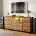 12 Drawer Dresser TV Stand for 65 70 75 Inch TV,63 W Extra Long White Dresser for Bedroom,Entertainment Center with Drawers,Fabric Drawers for Closet