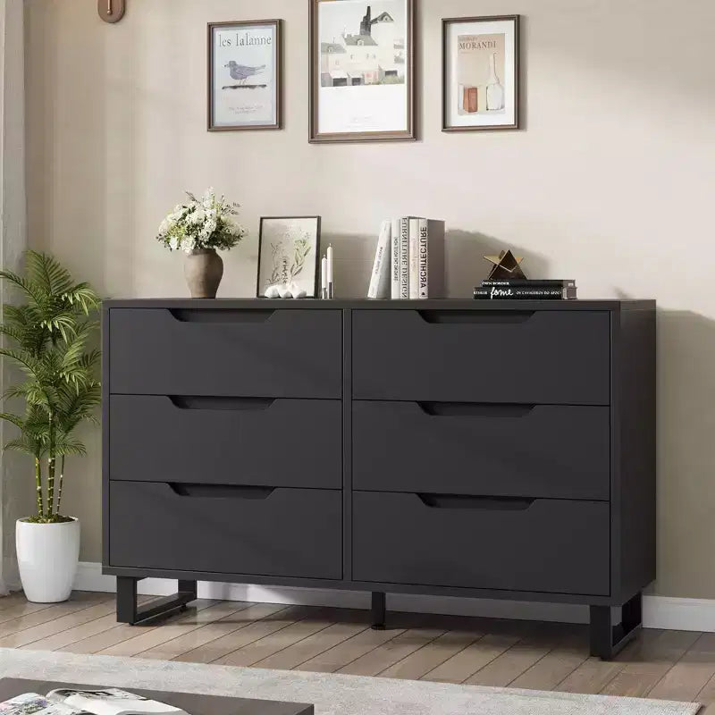 6 Dresser for Bedroom, 47.2'' Freestanding Vertical Drawer Cabinet with Storage, Wooden Closet Storage Chest for Living Room, Hallway, Entryway