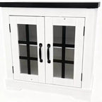 Mobile buffet nero/marrone con ante in vetro e presa di corrente integrata, a 2 ante, grande/piccolo