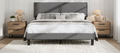 King Size Bed Frame with Upholstered Headboard, King Size Platform Bed Frame with Wooden Slat Support, No Box Spring Needed & Noise Free
