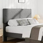 Struttura Letto King Size con Testiera Imbottita, Struttura Letto a Piattaforma King Size con Supporto a Doghe in Legno, Nessuna Rete a Molle Necessaria e Silenziosa