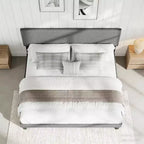 Struttura Letto King Size con Testiera Imbottita, Struttura Letto a Piattaforma King Size con Supporto a Doghe in Legno, Nessuna Rete a Molle Necessaria e Silenziosa