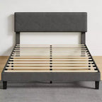 Struttura Letto King Size con Testiera Imbottita, Struttura Letto a Piattaforma King Size con Supporto a Doghe in Legno, Nessuna Rete a Molle Necessaria e Silenziosa
