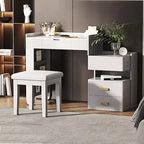 Toeletta da trucco bianca 3-in-1 con specchio ribaltabile e sgabello, 1 persona