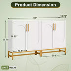 Credenza/Mobile Buffet a 4 Ante in Finto Marmo Bianco con Struttura in Metallo Dorato