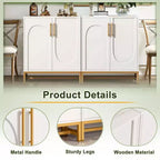 Credenza/Mobile Buffet a 4 Ante in Finto Marmo Bianco con Struttura in Metallo Dorato