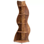 TUYOHW Wall Corner Shelf,5-Tier Floating Bookshelf for Modern Home - Space-Saving Storage & Display Unit,Brown