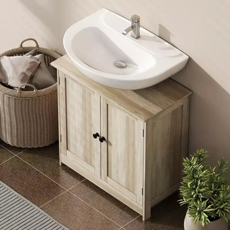 Mobiletto da Bagno Sotto Lavello, 2 Ante e Ripiano Regolabile, 7 Colori, 1 Unità