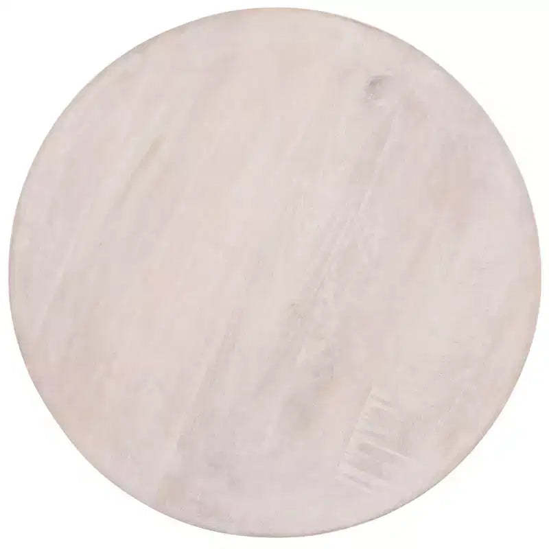Tavolino rotondo color beige in legno di mango, 1 pezzo