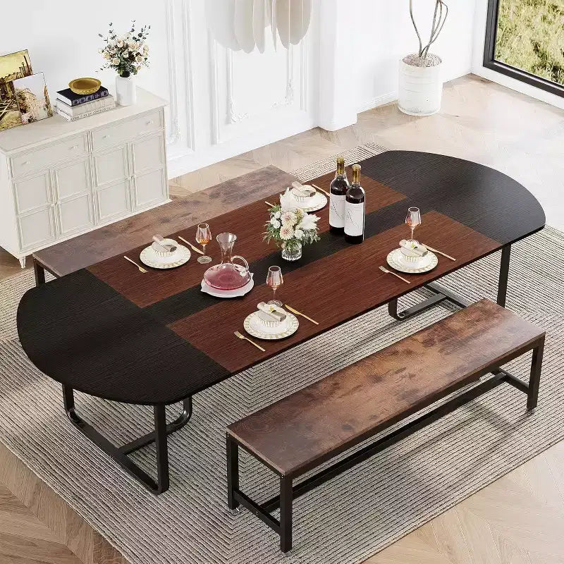 Tavolo da pranzo ovale moderno nero, 6-8 posti