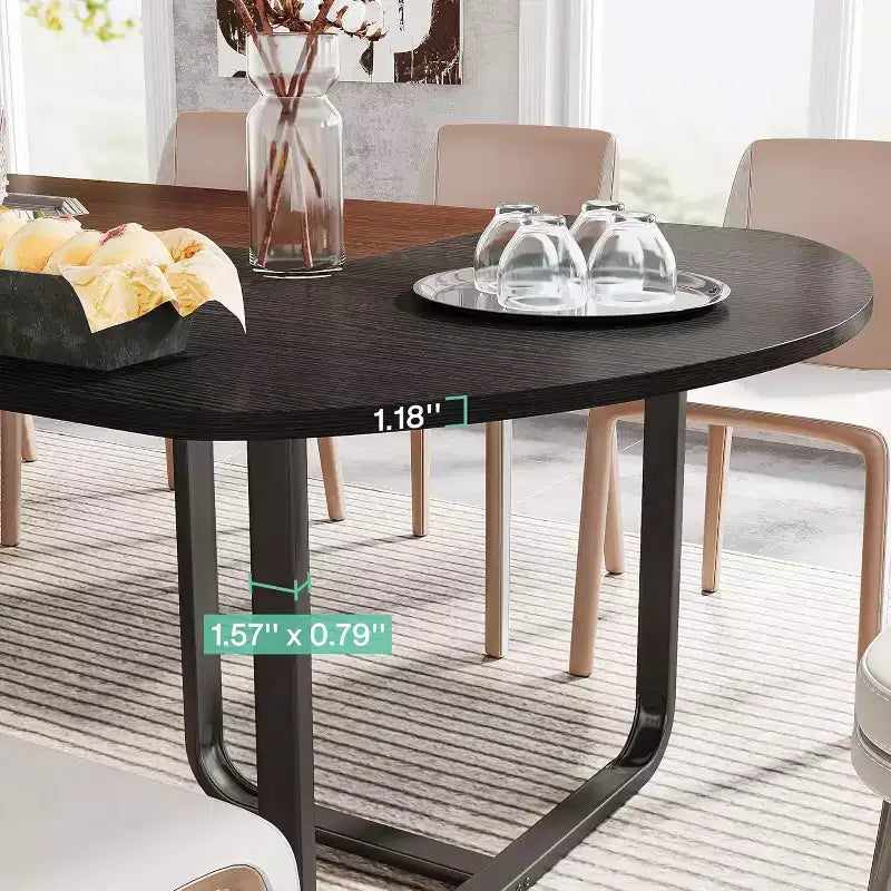 Tavolo da pranzo ovale moderno nero, 6-8 posti