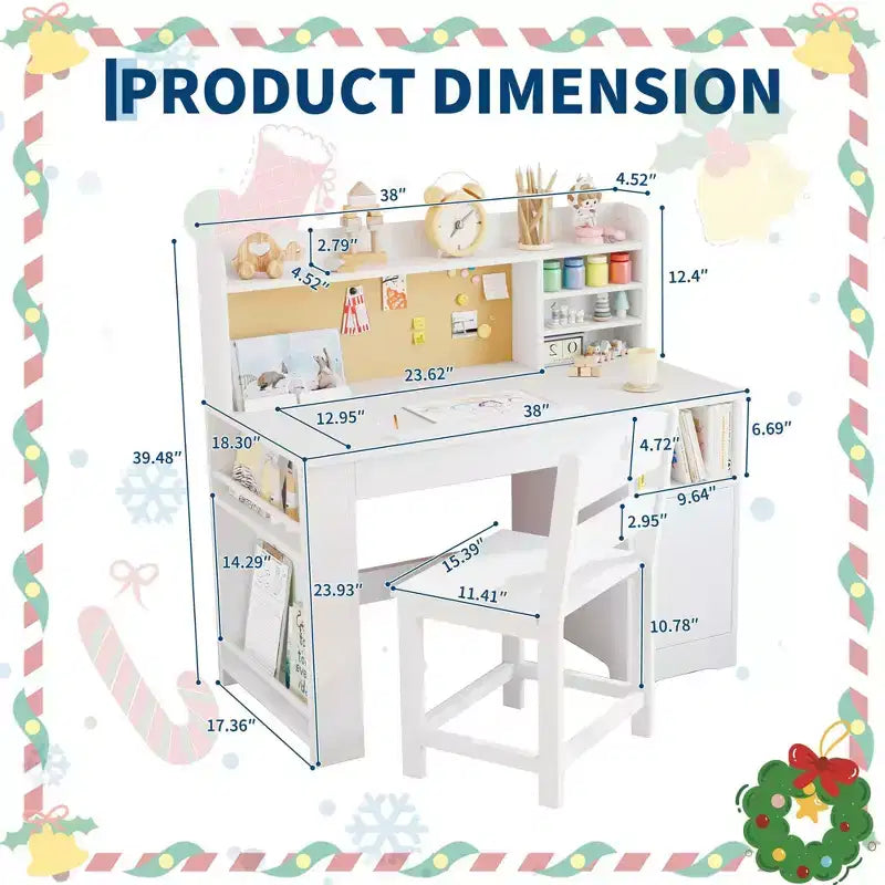 Set scrivania e sedia per bambini rosa/bianco con contenitore, per bambini dai 3 agli 8 anni