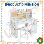 Set scrivania e sedia per bambini rosa/bianco con contenitore, per bambini dai 3 agli 8 anni