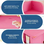 Set scrivania e sedia per bambini rosa/bianco con contenitore, per bambini dai 3 agli 8 anni