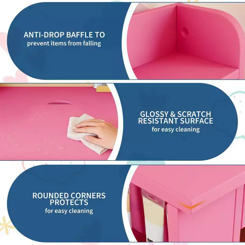 Set scrivania e sedia per bambini rosa/bianco con contenitore, per bambini dai 3 agli 8 anni