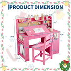 Set scrivania e sedia per bambini rosa/bianco con contenitore, per bambini dai 3 agli 8 anni