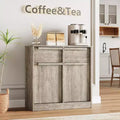 Credenza da buffet a 4 cassetti color caffè con ante in vetro, montaggio per 1 persona