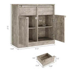 Credenza da buffet a 4 cassetti color caffè con ante in vetro, montaggio per 1 persona