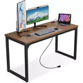 Dyonery Computer Desk with Power Outlets, 1.2 Inch Extra-Thick Home Office Desktop,Gaming Writing Work for Home Office