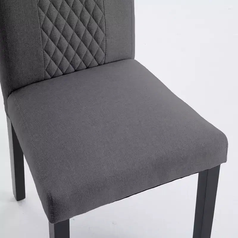 Sedia da pranzo in tessuto trapuntato a diamante beige/grigio, set da 2