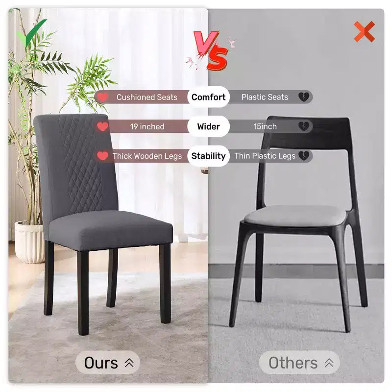 Sedia da pranzo in tessuto trapuntato a diamante beige/grigio, set da 2