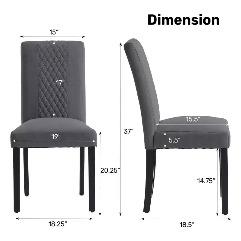 Sedia da pranzo in tessuto trapuntato a diamante beige/grigio, set da 2