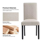 Sedia da pranzo in tessuto trapuntato a diamante beige/grigio, set da 2